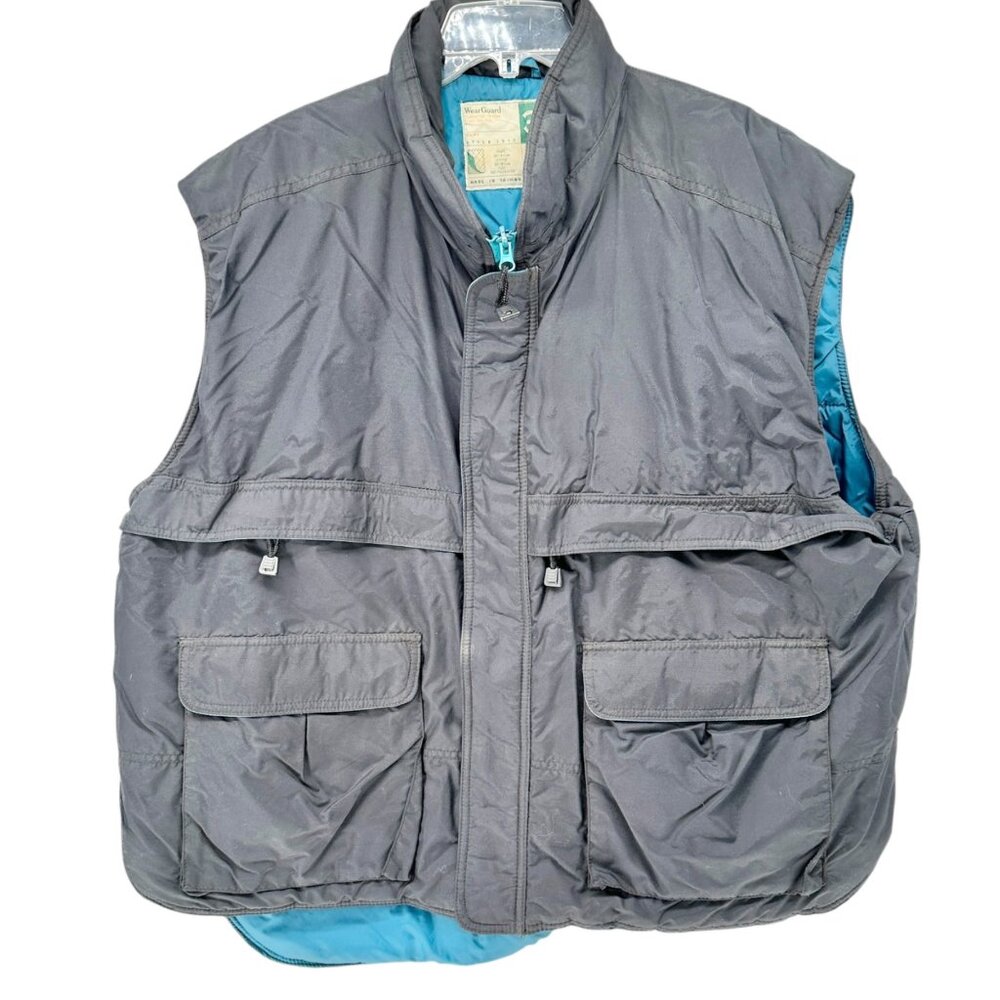 Wearguard Gray Insulated Vest Mens 3XL With Blue Lining and Multiple Pockets